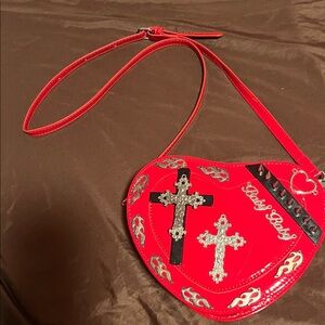 Red Heart-Shaped Crossbody Bag